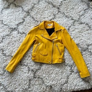 Iro mustard yellow lambskin leather jacket size 36